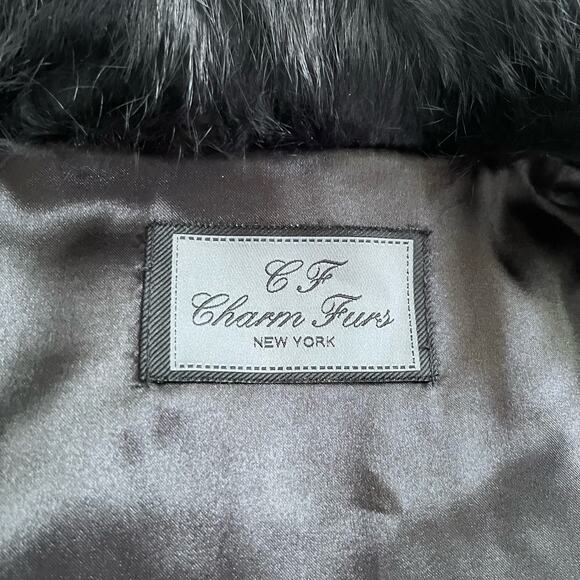CF Charm Furs Black Rabbit Fur Cap Sleeve Vest Jacket Size Medium - Picture 3 of 12
